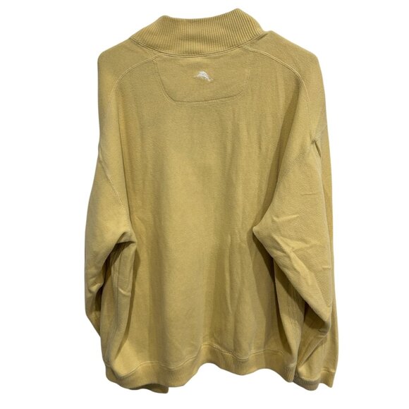 Tommy Bahama Quarter Zip Reversible Pullover Sweater Yellow Cozy Relaxed - Picture 2 of 11